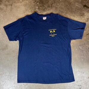 Vintage 2000s navy blue school police safety patrol tee Size men's XL
